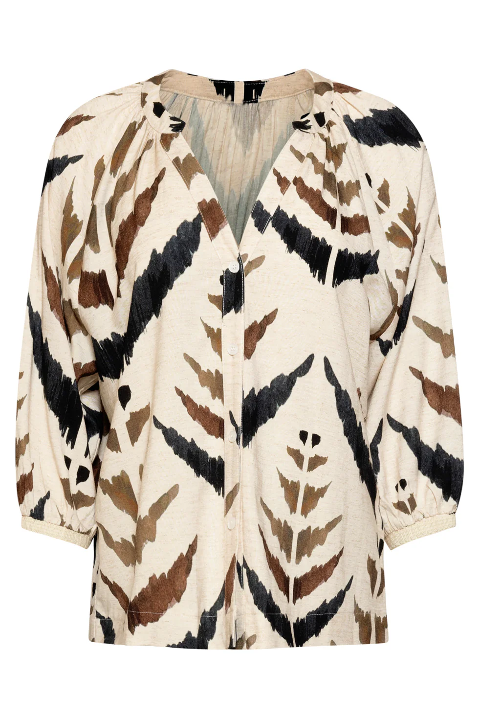 Blouse Met V-Hals En Grafische Aztec Print | Sand - Muticolour - Image 2