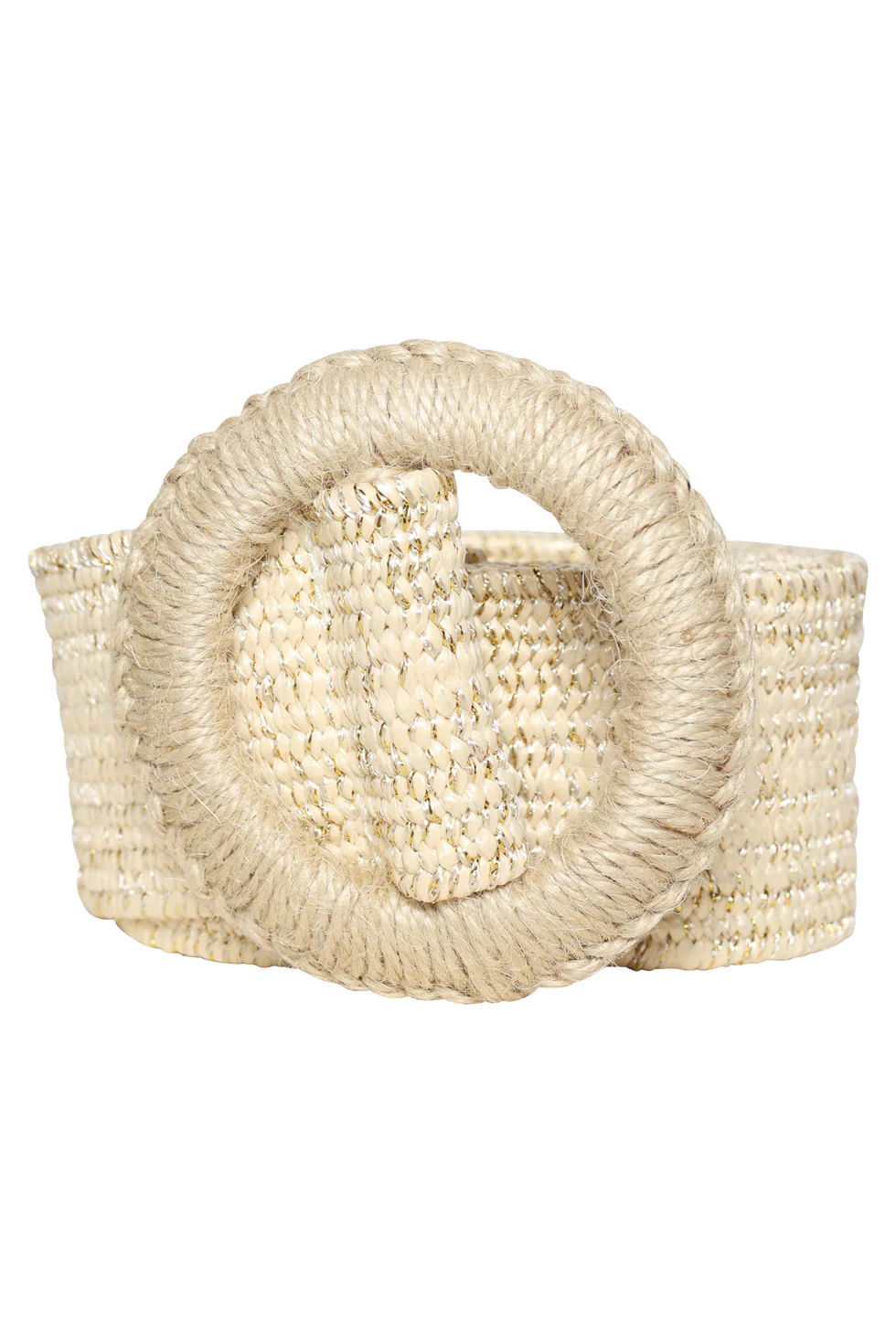 Bohemian Rattan-Look Taille Riem Met Ronde Gesp | Sand - Gold - Image 3