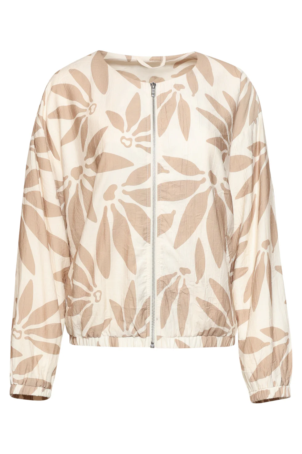 Bomberjack Met Abstracte Bloemprint - Beige/Wit | Off White - Dark Sand - Image 2
