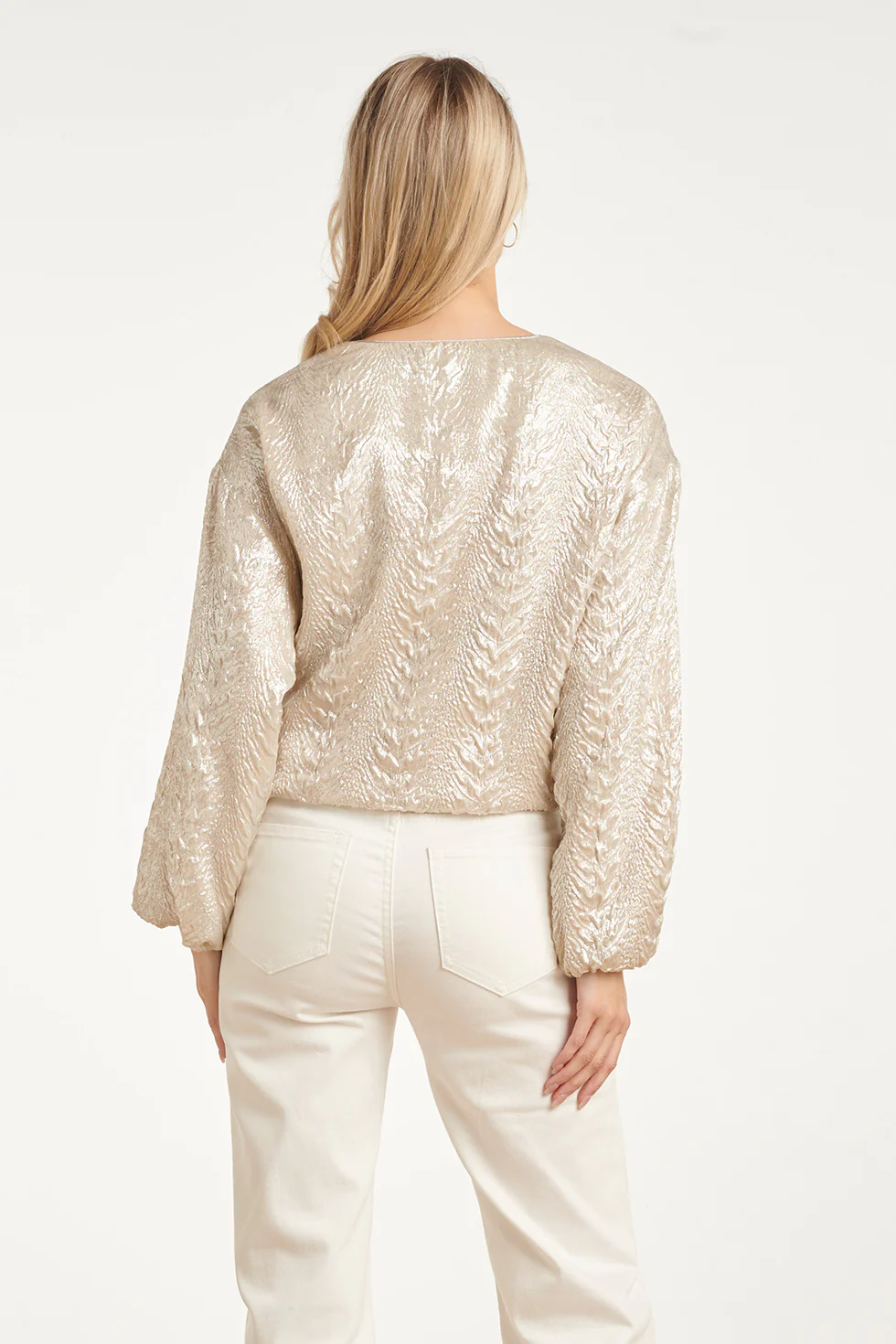 Bomberjack Met Slang Print En Metallic Glans | Off White - Image 6