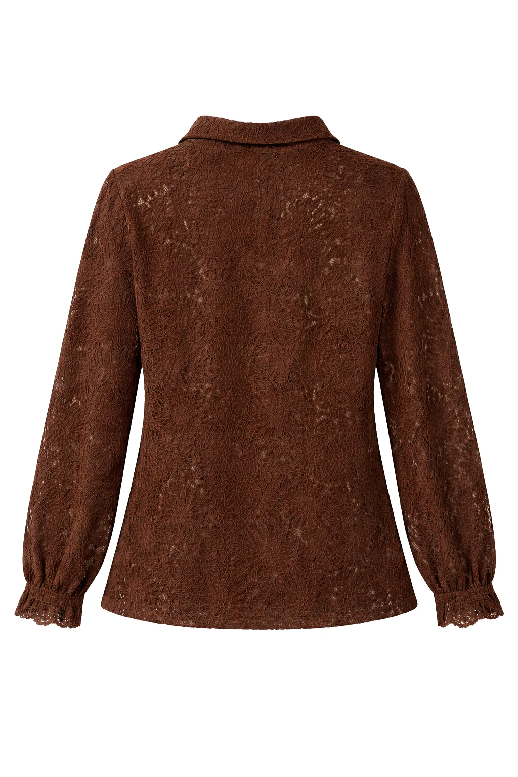 Bruine Kant Blouse Met Klassieke Kraag | Brown - Image 7