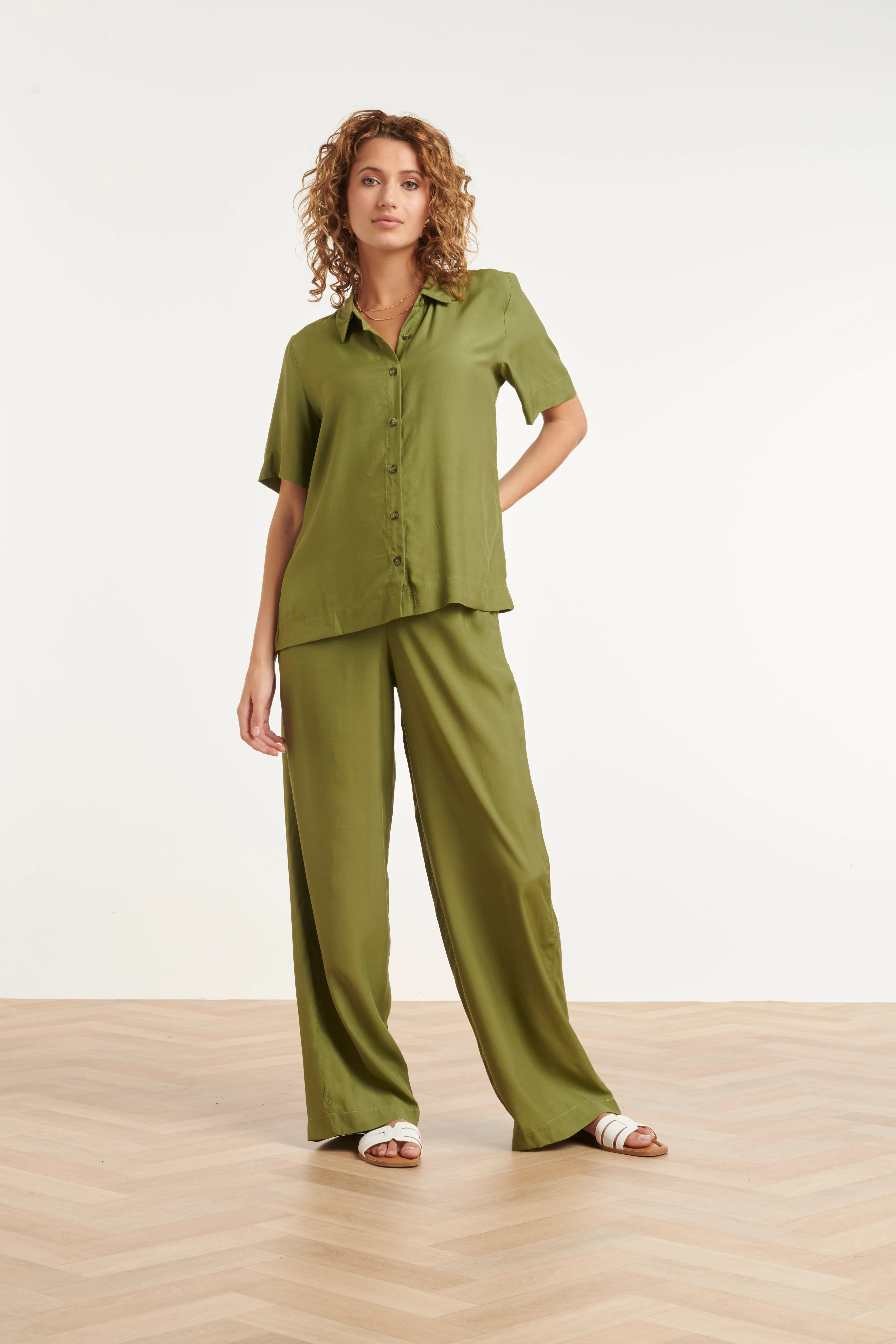 Casual Shirt Met Knoopsluiting En Kraag | Army - Image 4