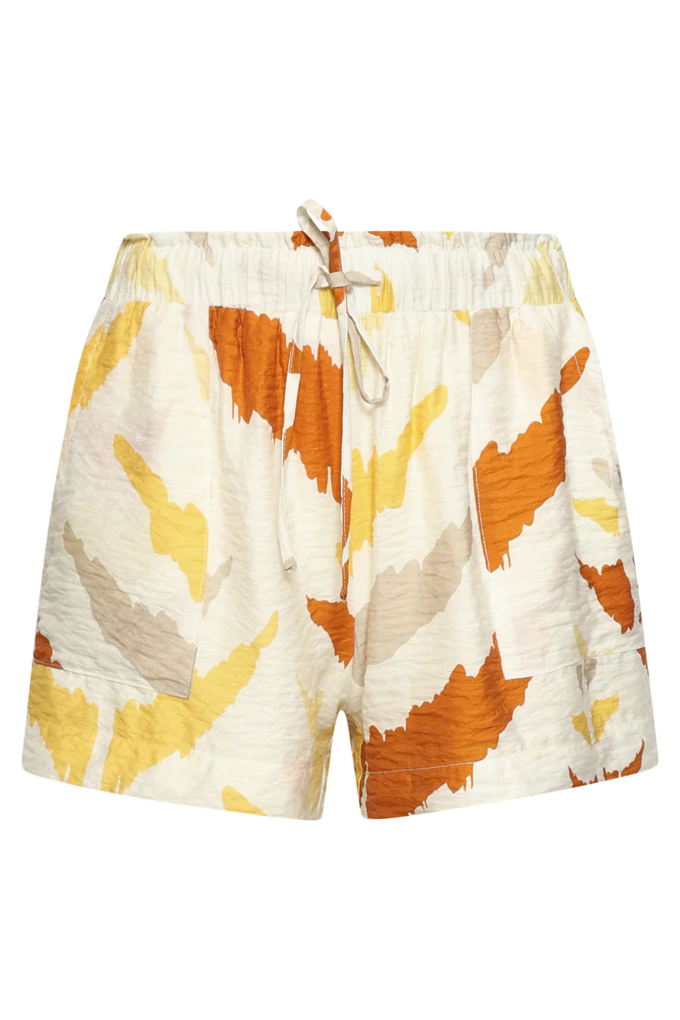 Comfortabele Short Met Oranje Aztec Print | White - Yellow - Image 2