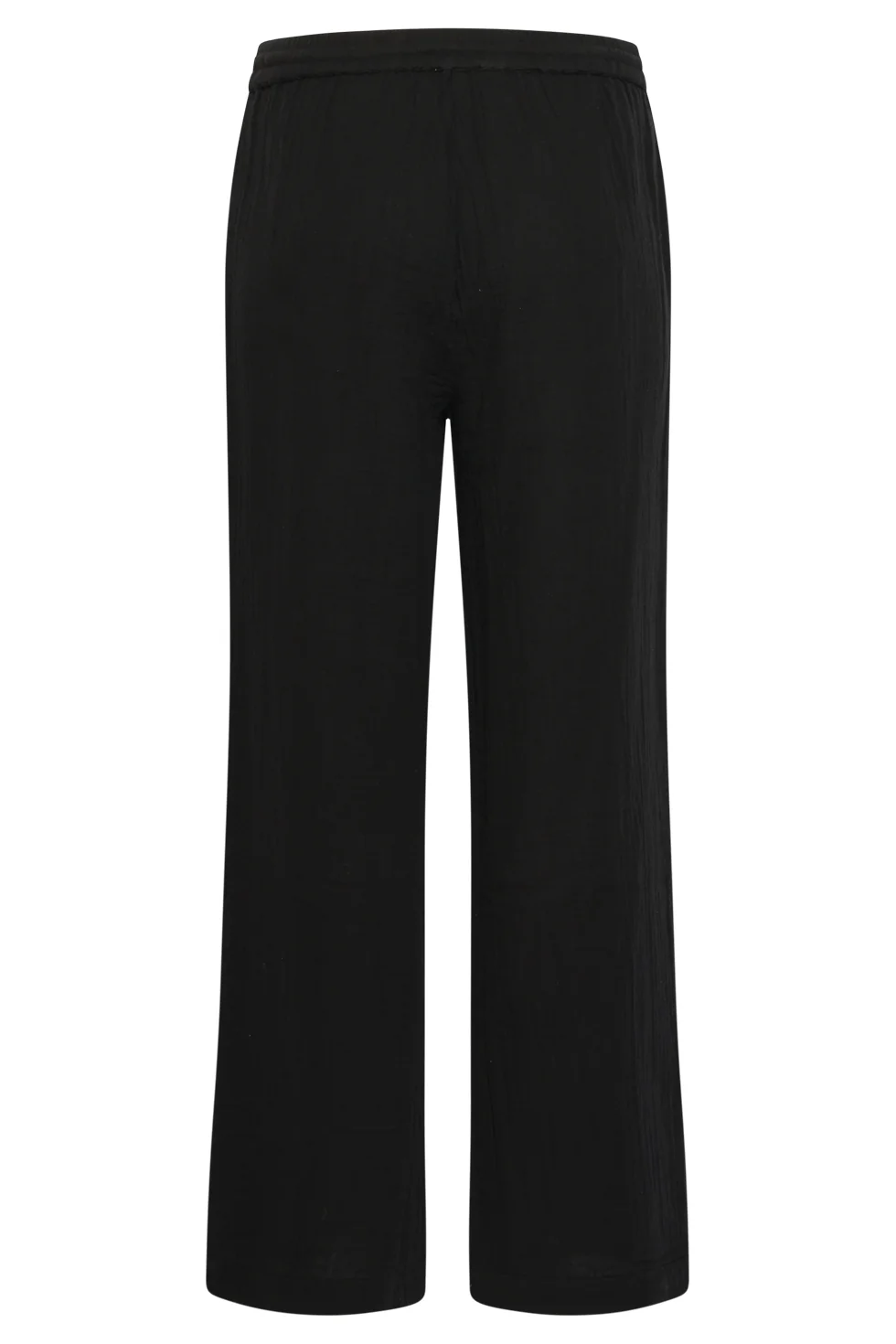 Comfortabele Wide Leg Broek Met Contrasterende Borduring | Black - Off White - Image 13