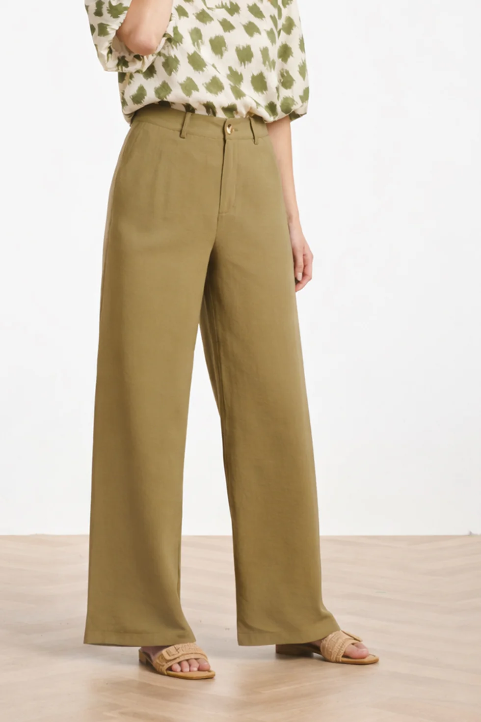 Comfortabele Wide Leg Pantalon | Army - Image 3