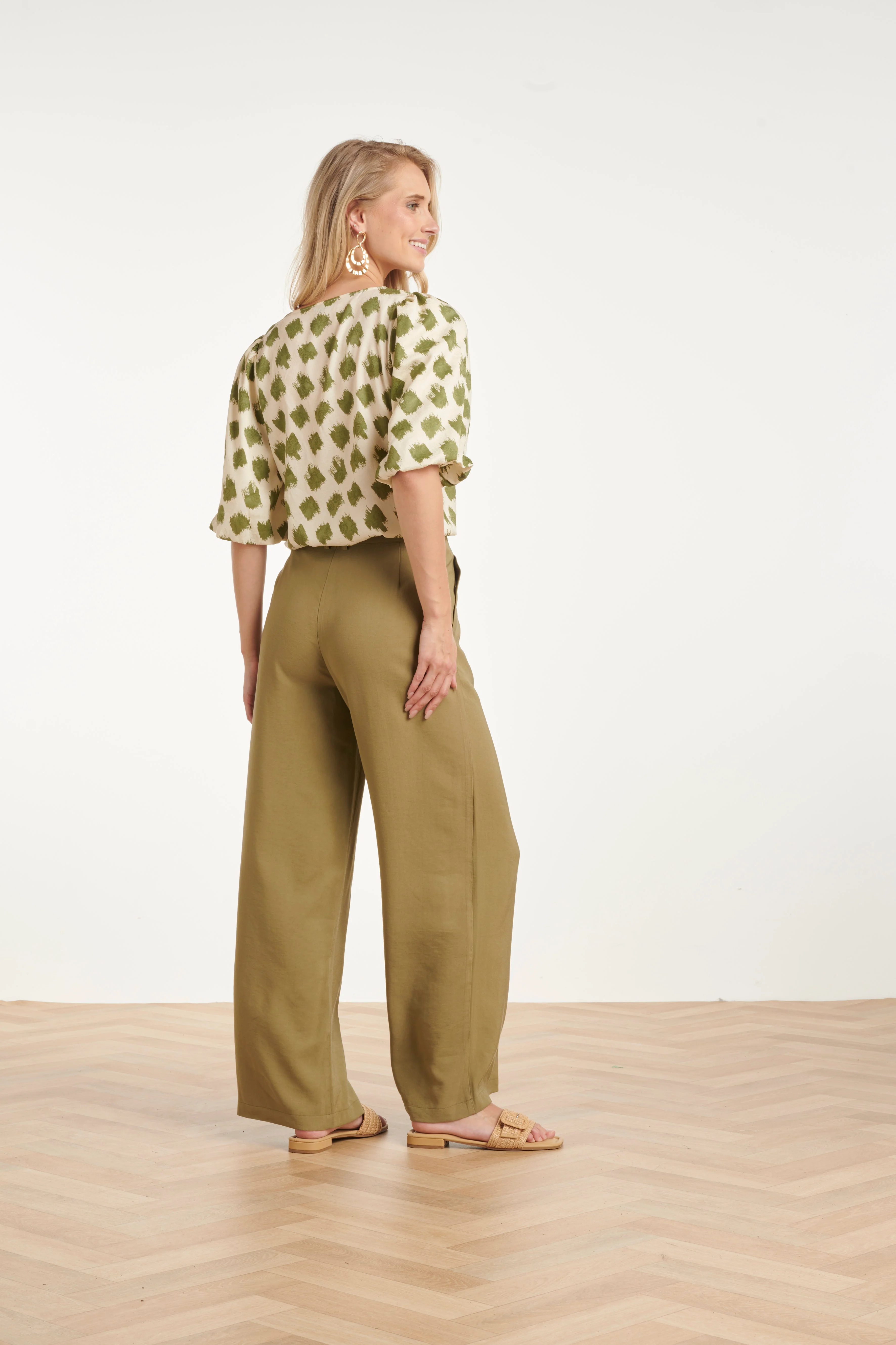 Comfortabele Wide Leg Pantalon | Army - Image 5