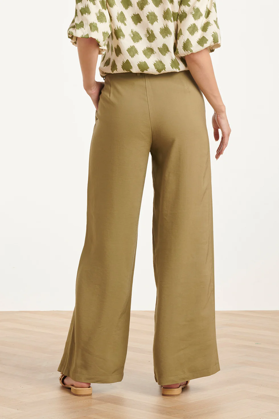 Comfortabele Wide Leg Pantalon | Army - Image 6