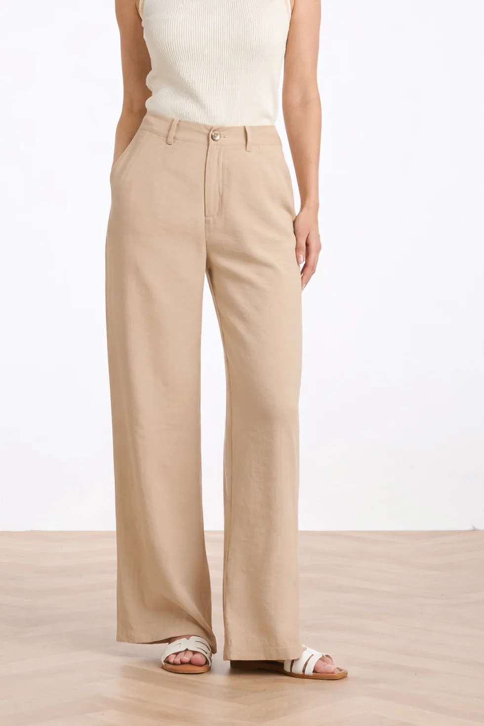 Comfortabele Wide Leg Pantalon | Dark Sand - Image 3