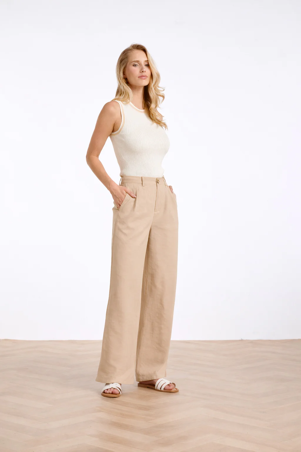 Comfortabele Wide Leg Pantalon | Dark Sand - Image 4