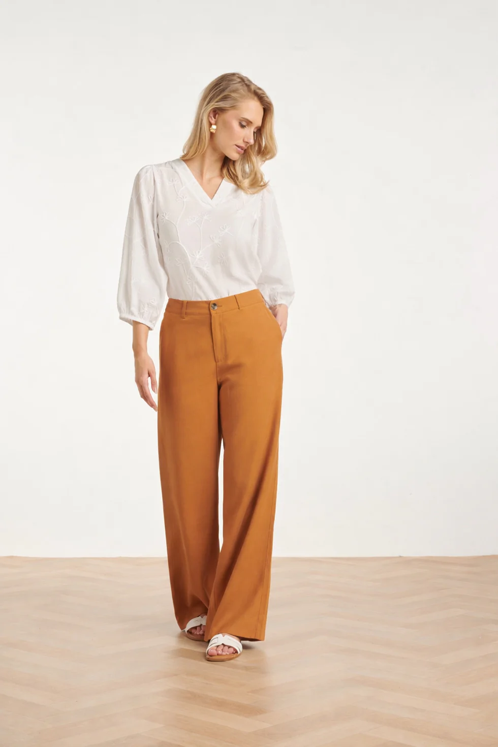 Comfortabele Wide Leg Pantalon | Mustard