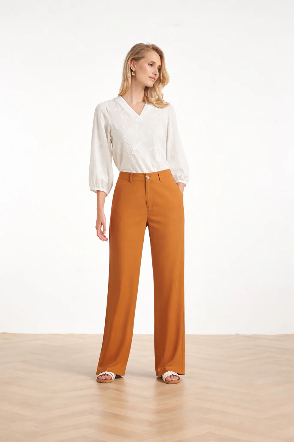 Comfortabele Wide Leg Pantalon | Mustard - Image 4