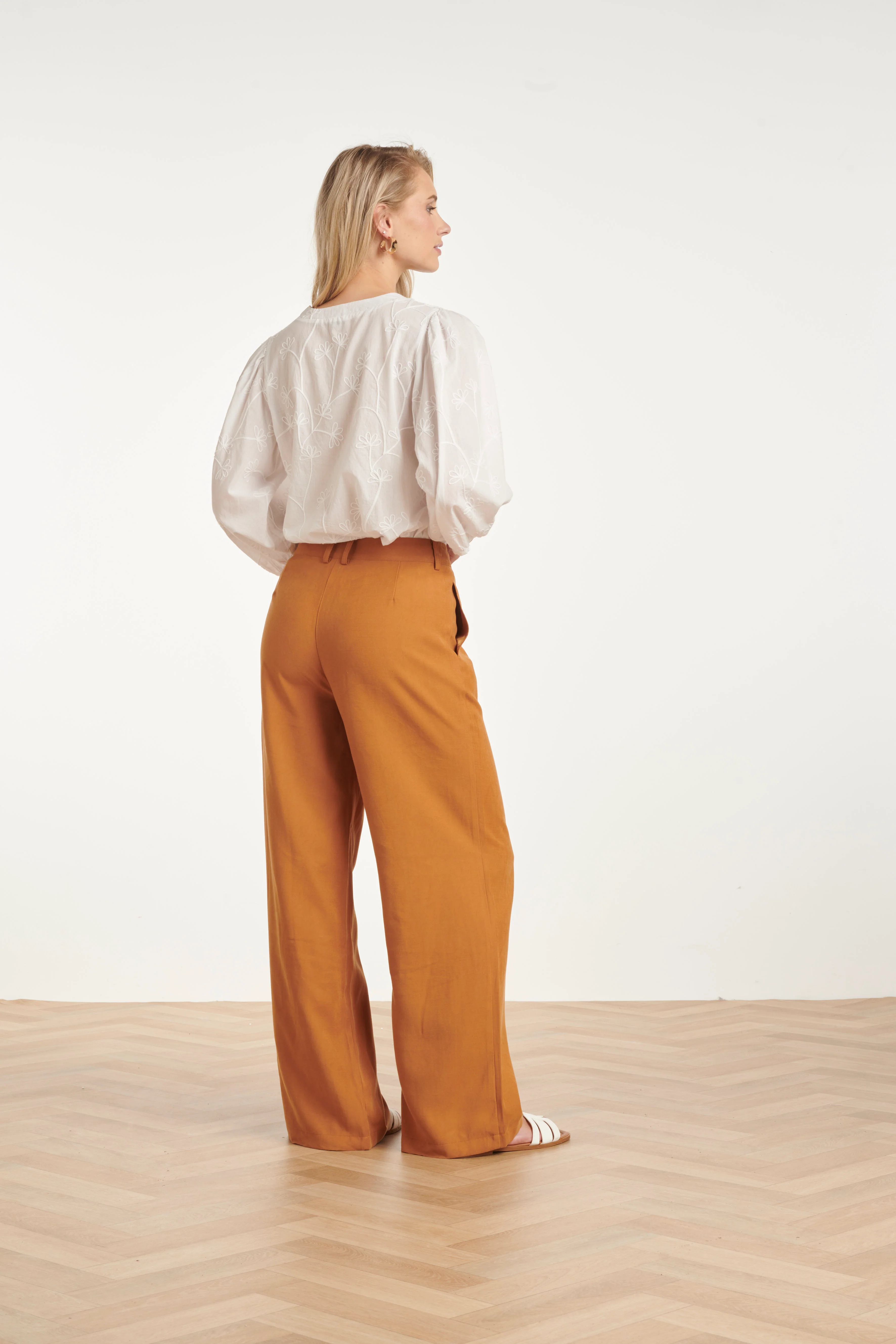 Comfortabele Wide Leg Pantalon | Mustard - Image 5