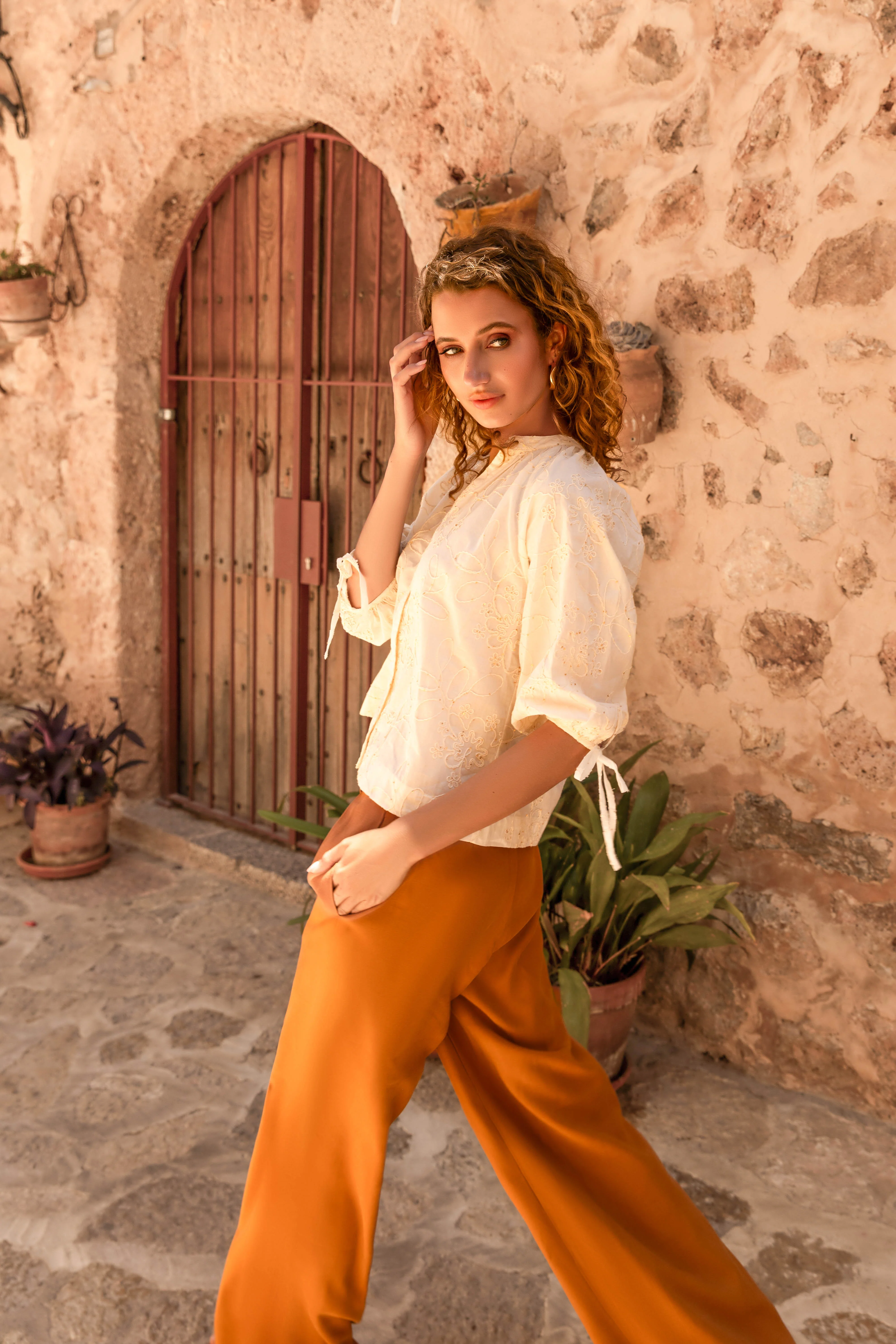 Comfortabele Wide Leg Pantalon | Mustard - Image 8