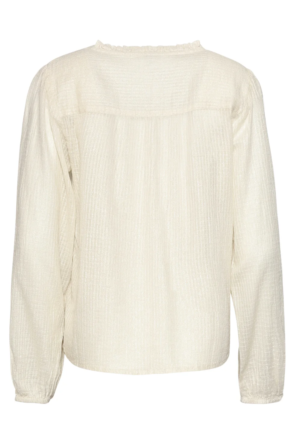 Crème Blouse Met Gesmokte Details En Boho Rijgsluiting | Off White - Image 8