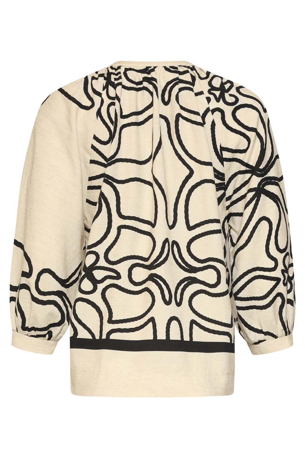 Crème Blouse Met Zwart Grafisch Patroon | Sand - Black - Image 14