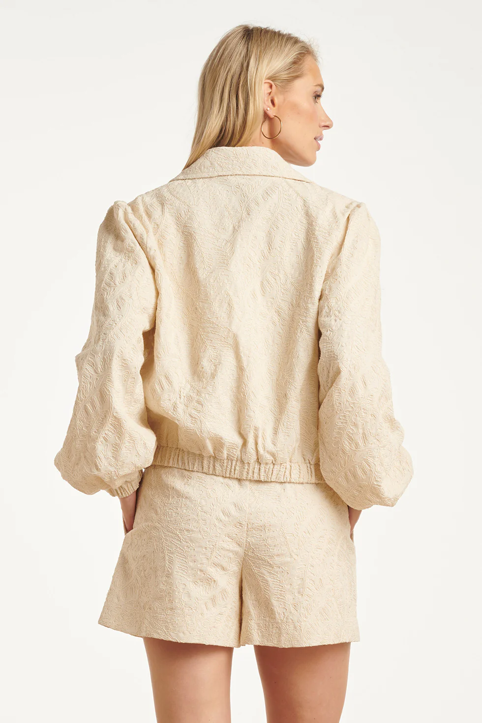 Crème Korte Jas Met Structuur En Ritssluiting | Sand - Image 12