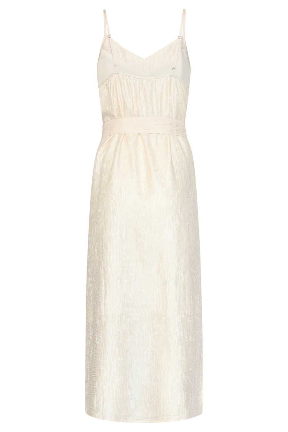 Crème Midi Jurk Met Spaghettibandjes En Ceintuur | Off White - Image 9