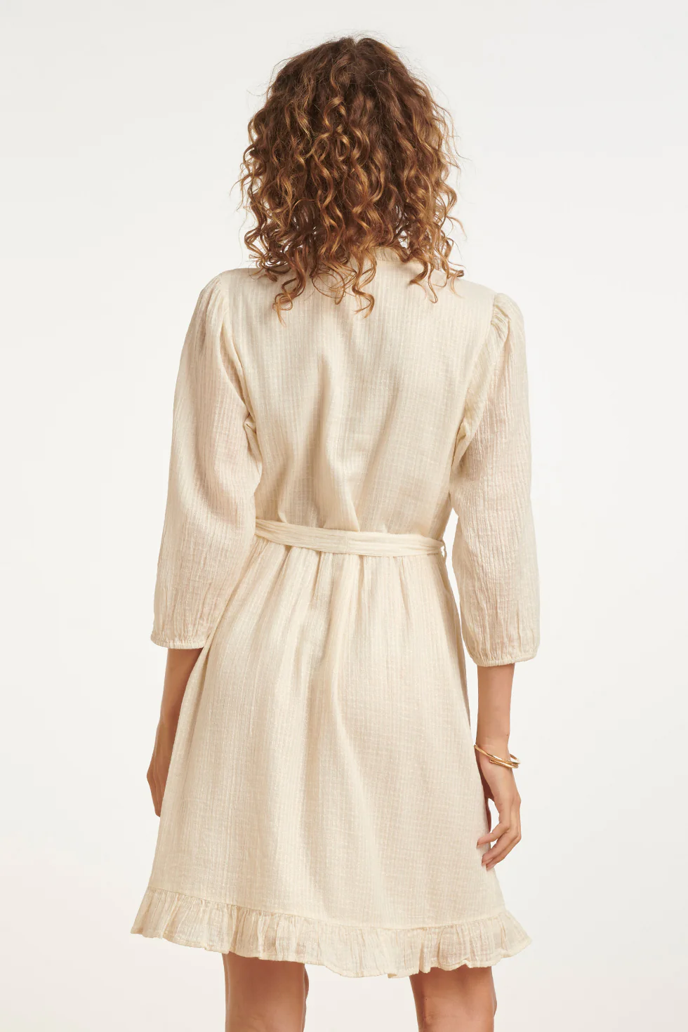 Crème Mini-Jurk Met Ruches En Tailleband | Off White - Image 12
