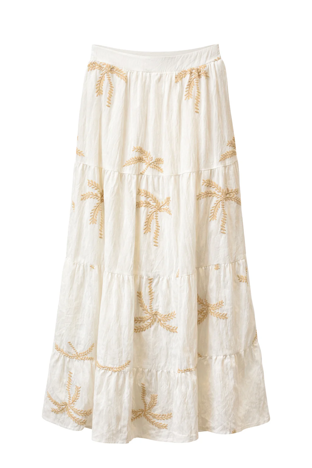 Crème Rok Met Goudkleurige Palmprint En Volants | Off White - Sand - Image 2