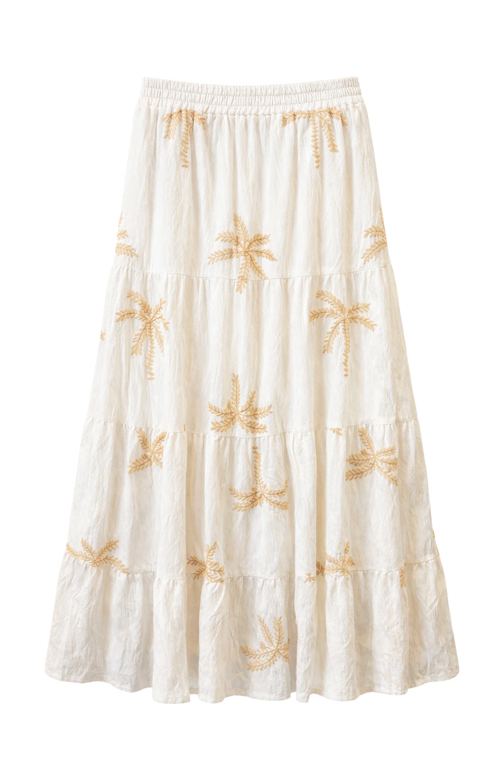 Crème Rok Met Goudkleurige Palmprint En Volants | Off White - Sand - Image 7