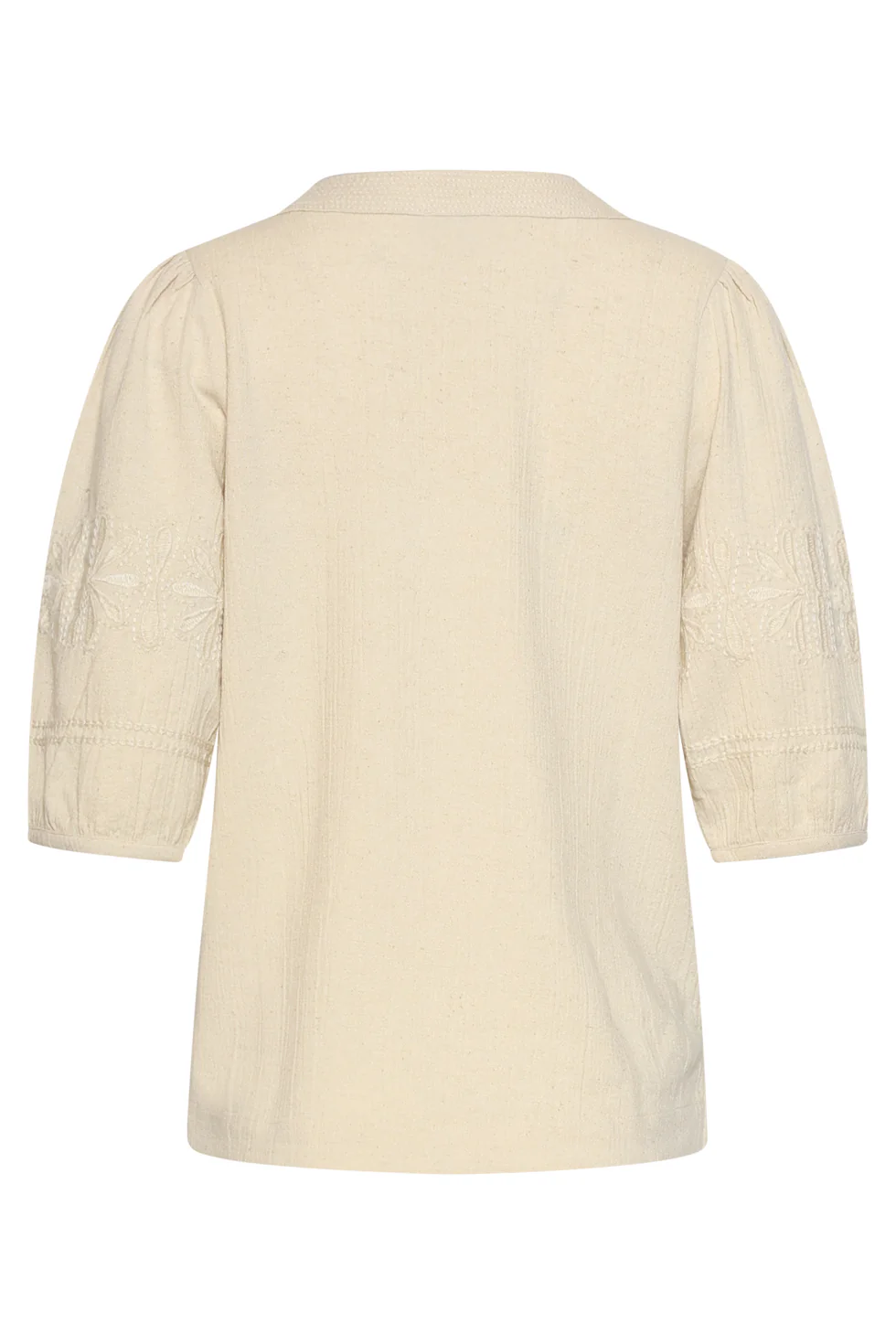 Crème Top Met V-Hals En Geborduurde Mouwen | Off White - Image 13