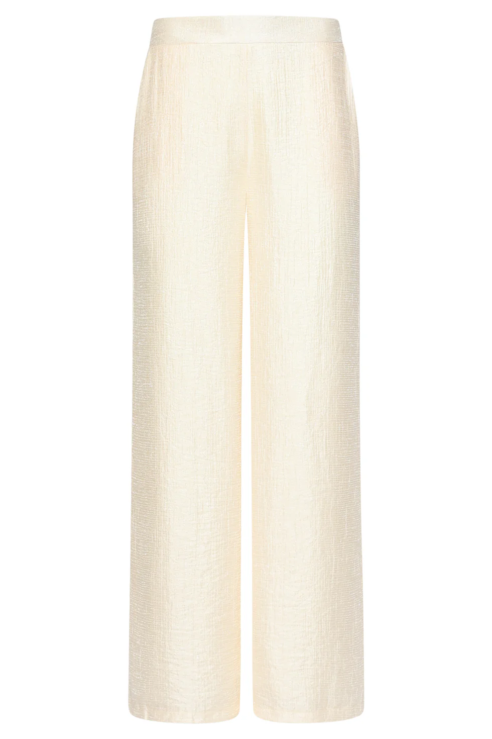Crème Wide Leg Broek Met Subtiele Glans En Crinkle Structuur | Off White - Image 3