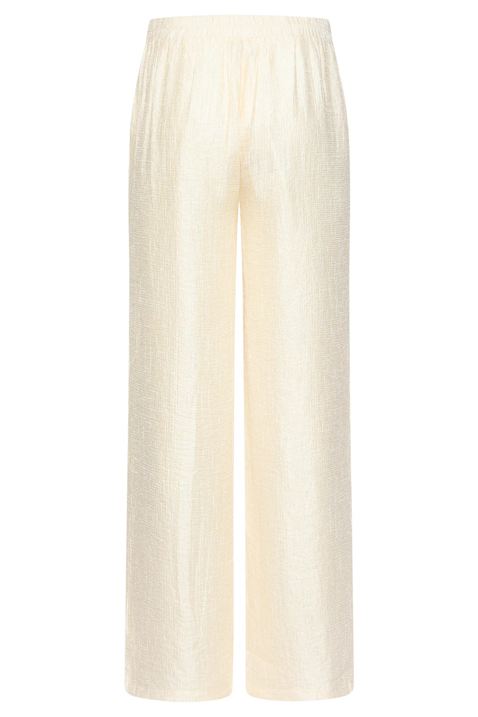 Crème Wide Leg Broek Met Subtiele Glans En Crinkle Structuur | Off White - Image 9