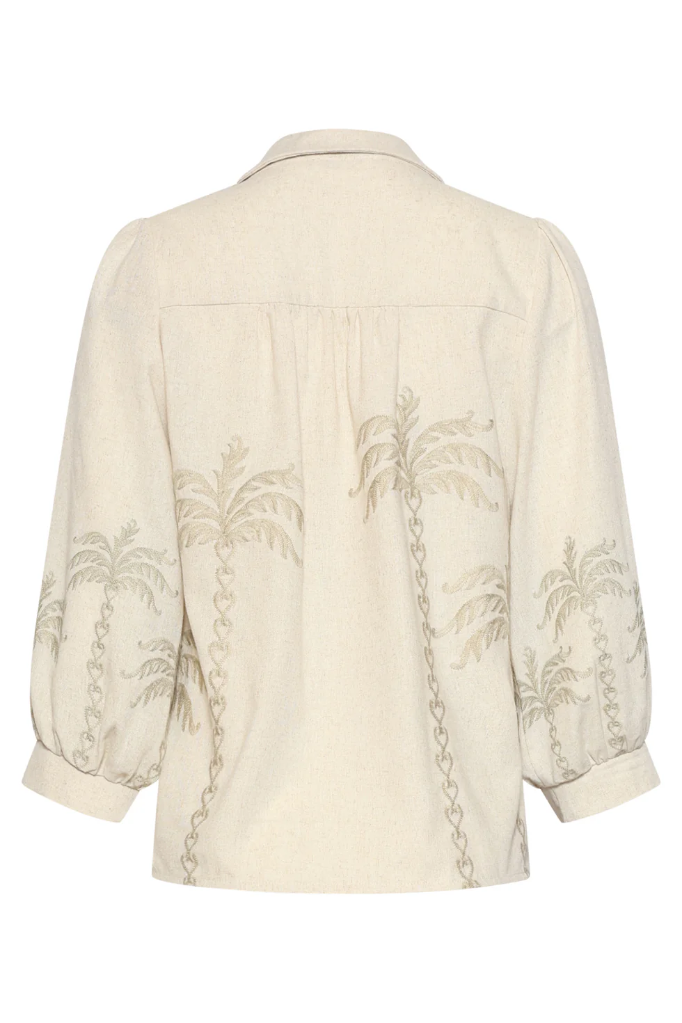 Dames Blouse Beige Met Geborduurde Palmboom | Off White - Image 7