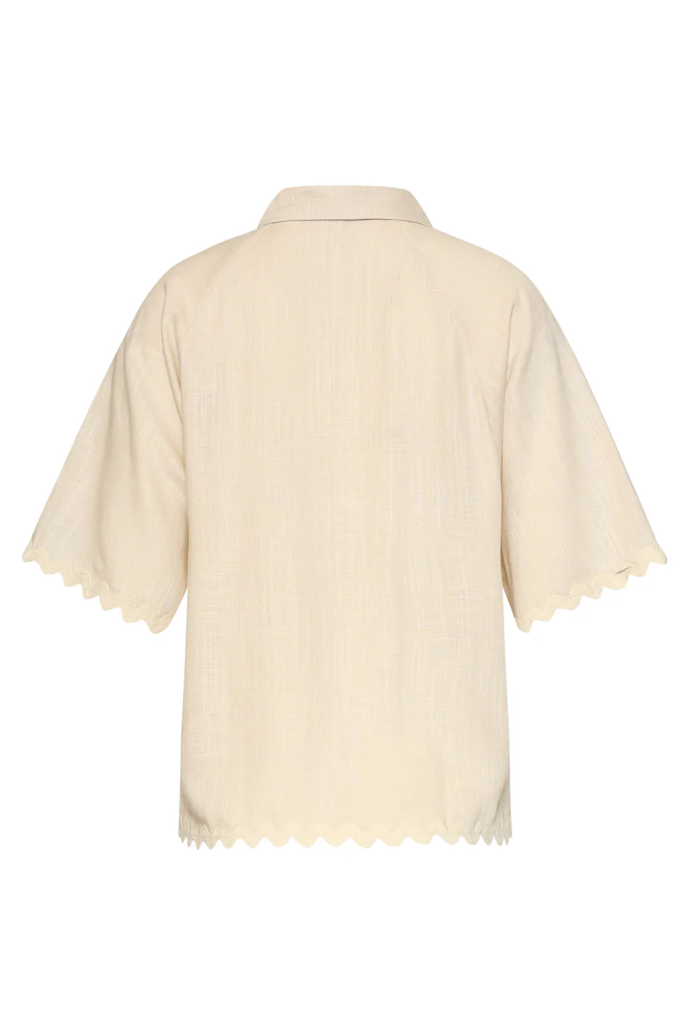 Dames Blouse Met Golvende Afwerking En Korte Mouwen | Sand - Image 13