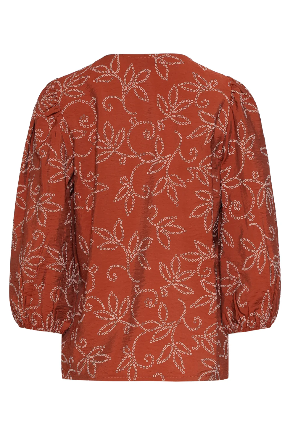 Dames Blouse Met Verfijnde Bloem Print En V-Hals | Brique - Image 7