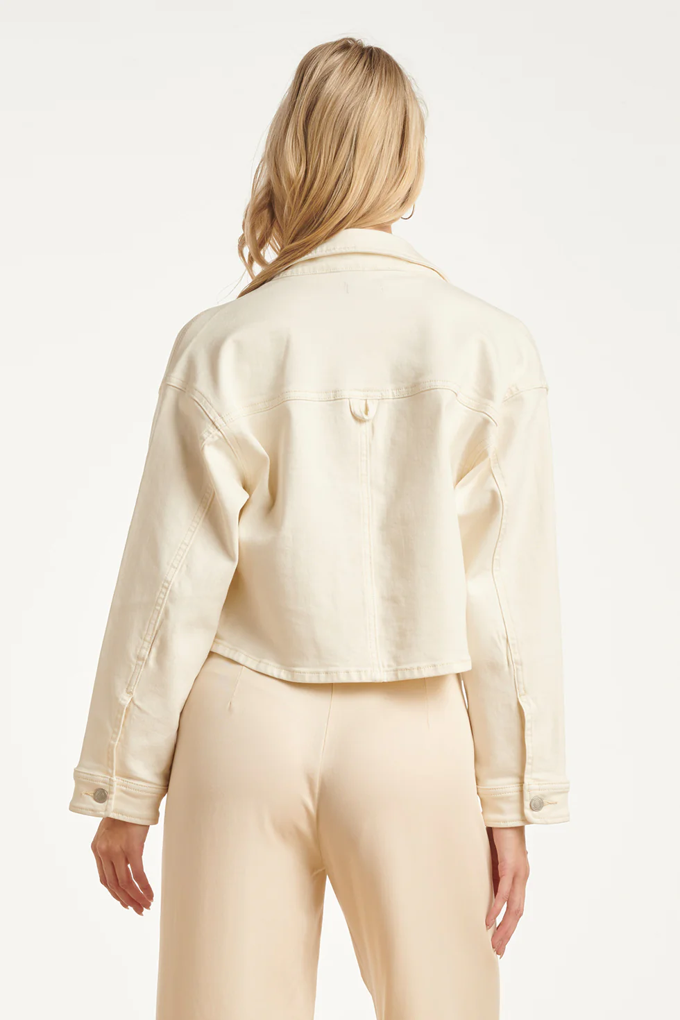 Dames Cropped Denim Jack Met Borstzakken | Off White - Image 12
