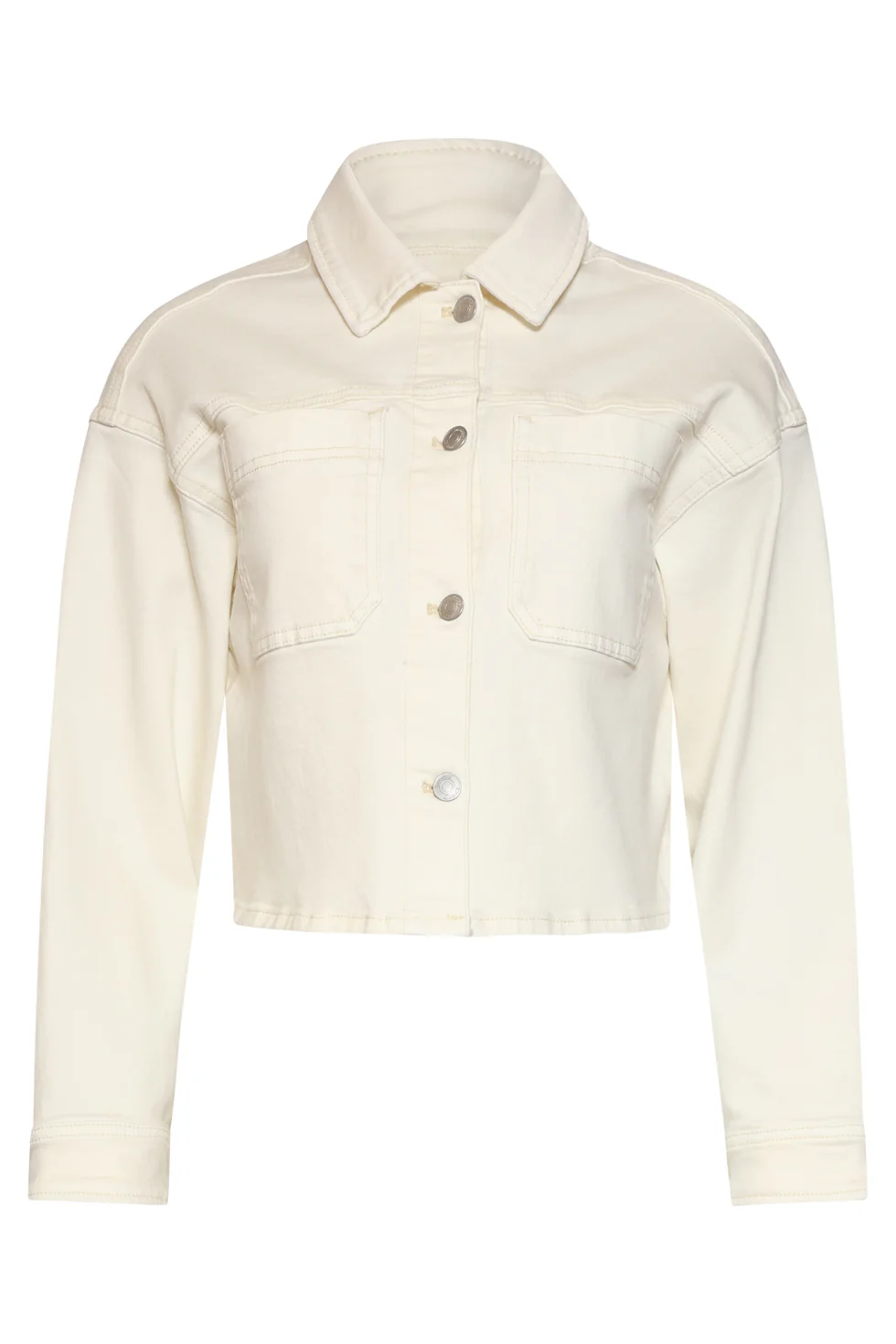 Dames Cropped Denim Jack Met Borstzakken | Off White - Image 4