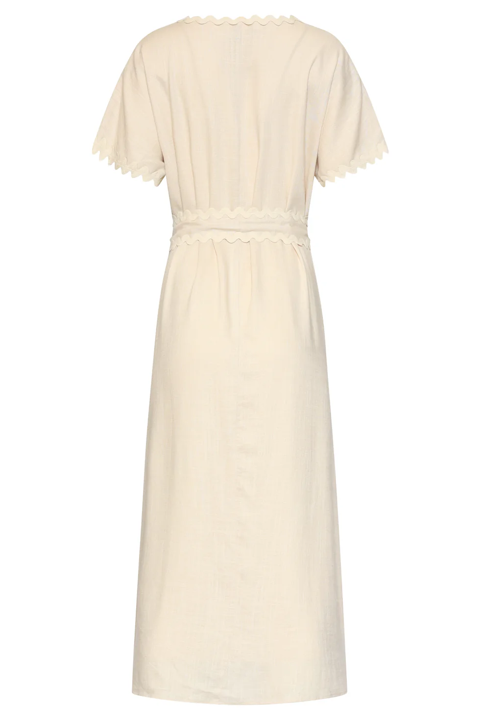 Dames Jurk Met Strikceintuur En Golvende Details | Sand - Image 14