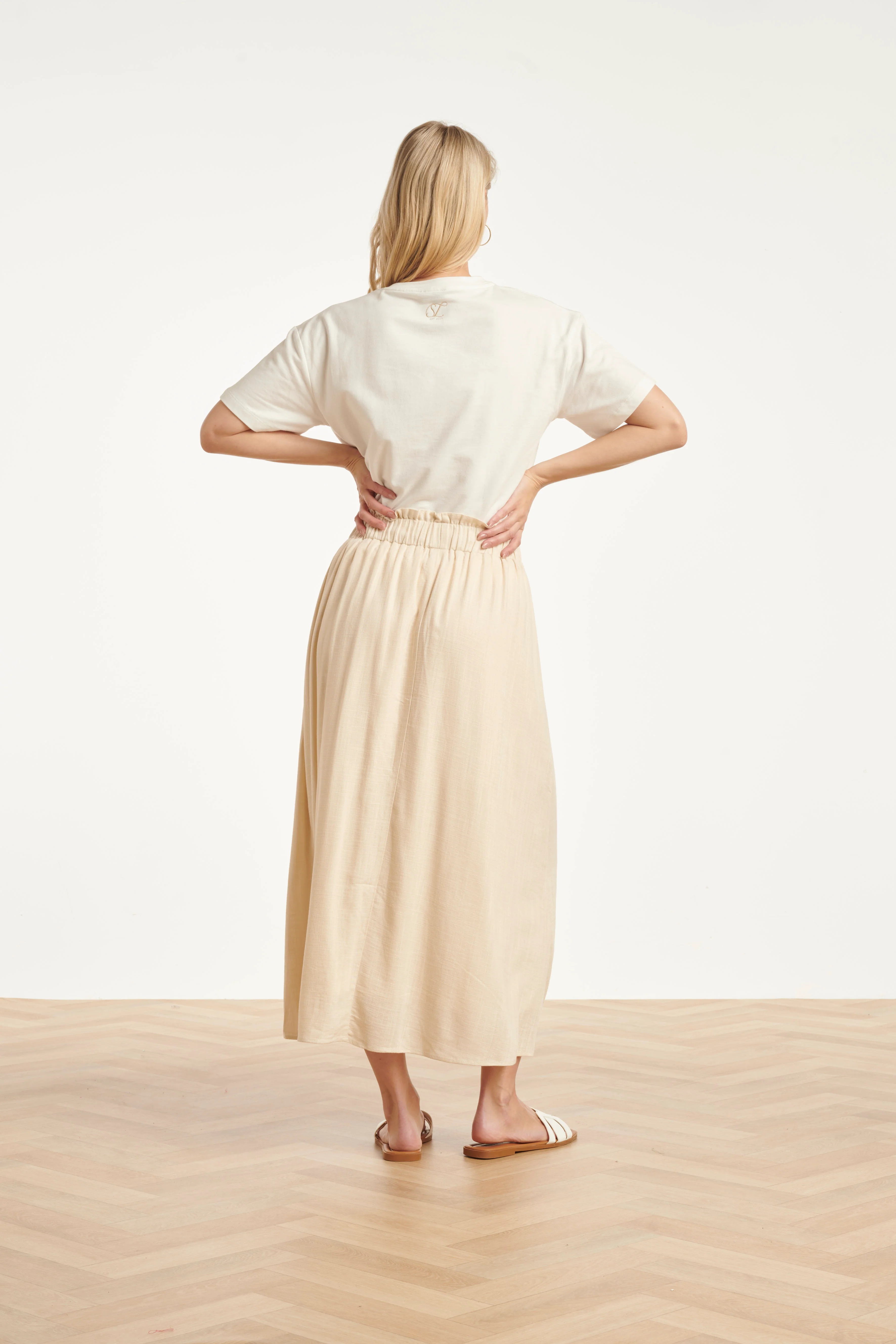 Dames Rok Met Elastische Taille En Midi Lengte | Sand - Image 11