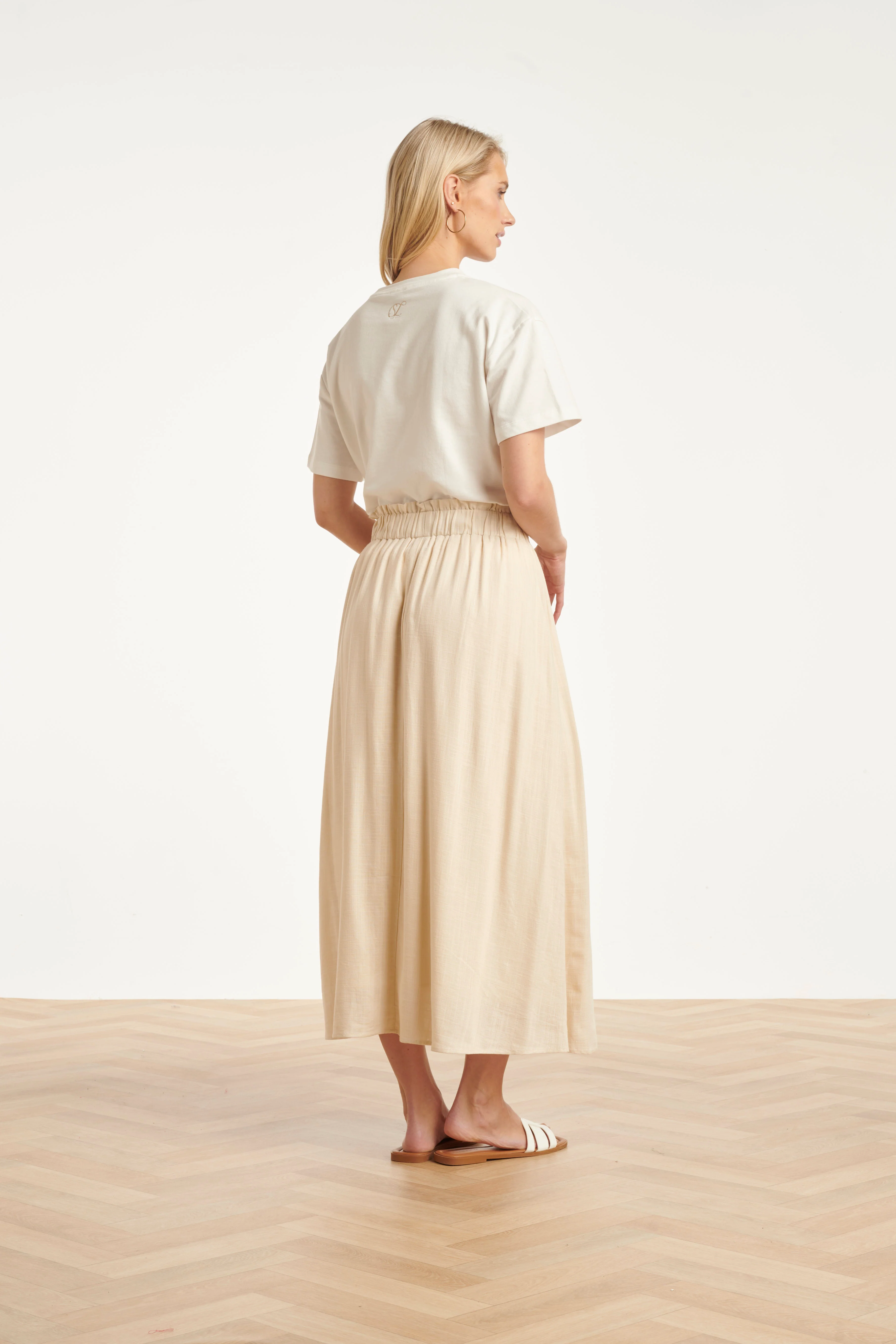 Dames Rok Met Elastische Taille En Midi Lengte | Sand - Image 9