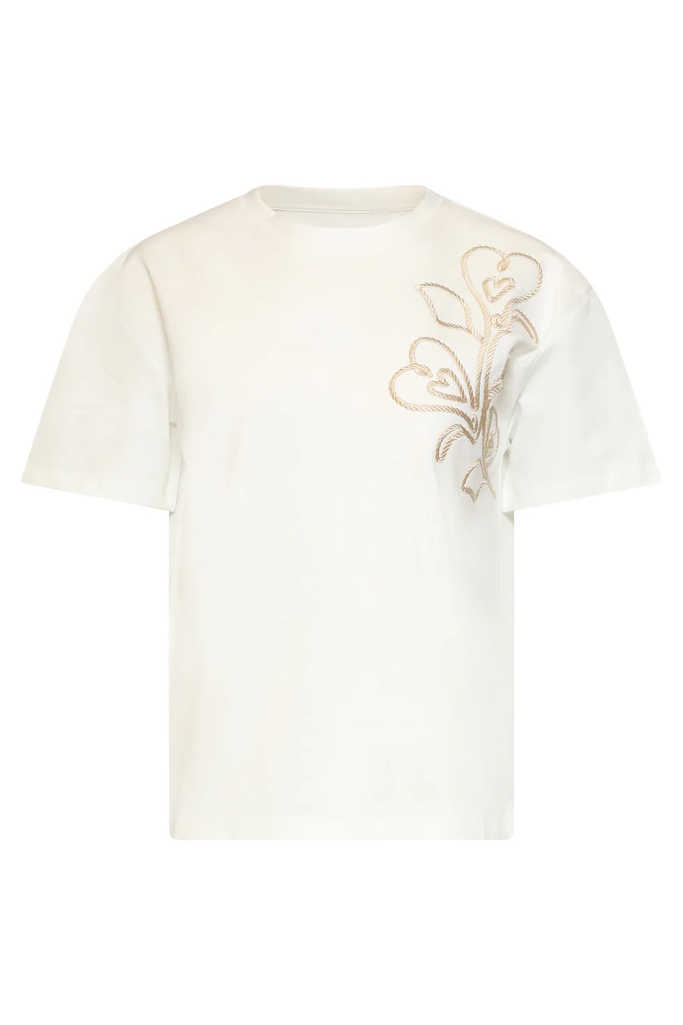 Dames T-Shirt Met Borduurdetail En Hartvormige Accenten | Off White - Sand - Image 4