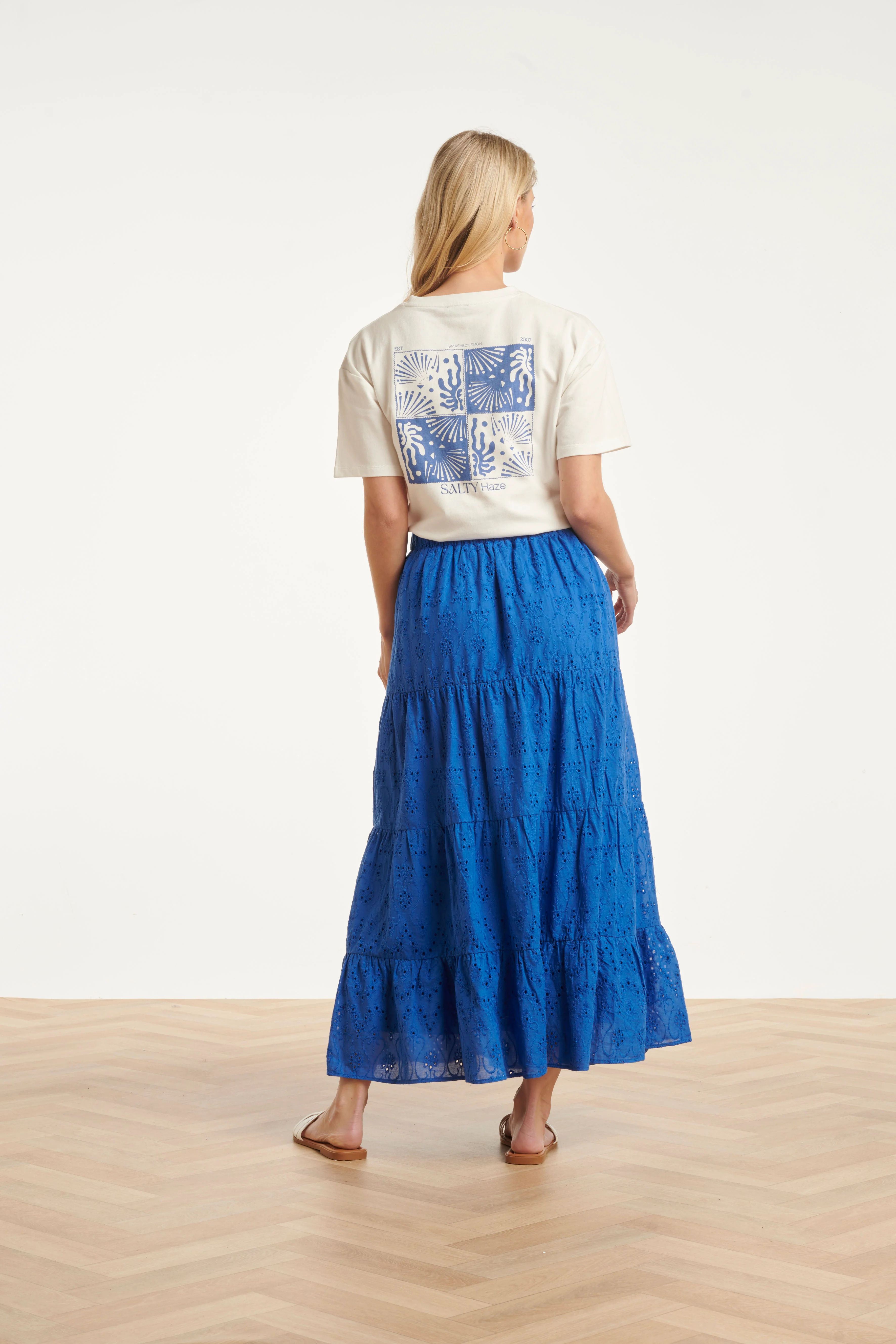 Dames T-Shirt Met Salty Haze Print Voor- En Achterzijde | Off White - Cobalt - Image 11