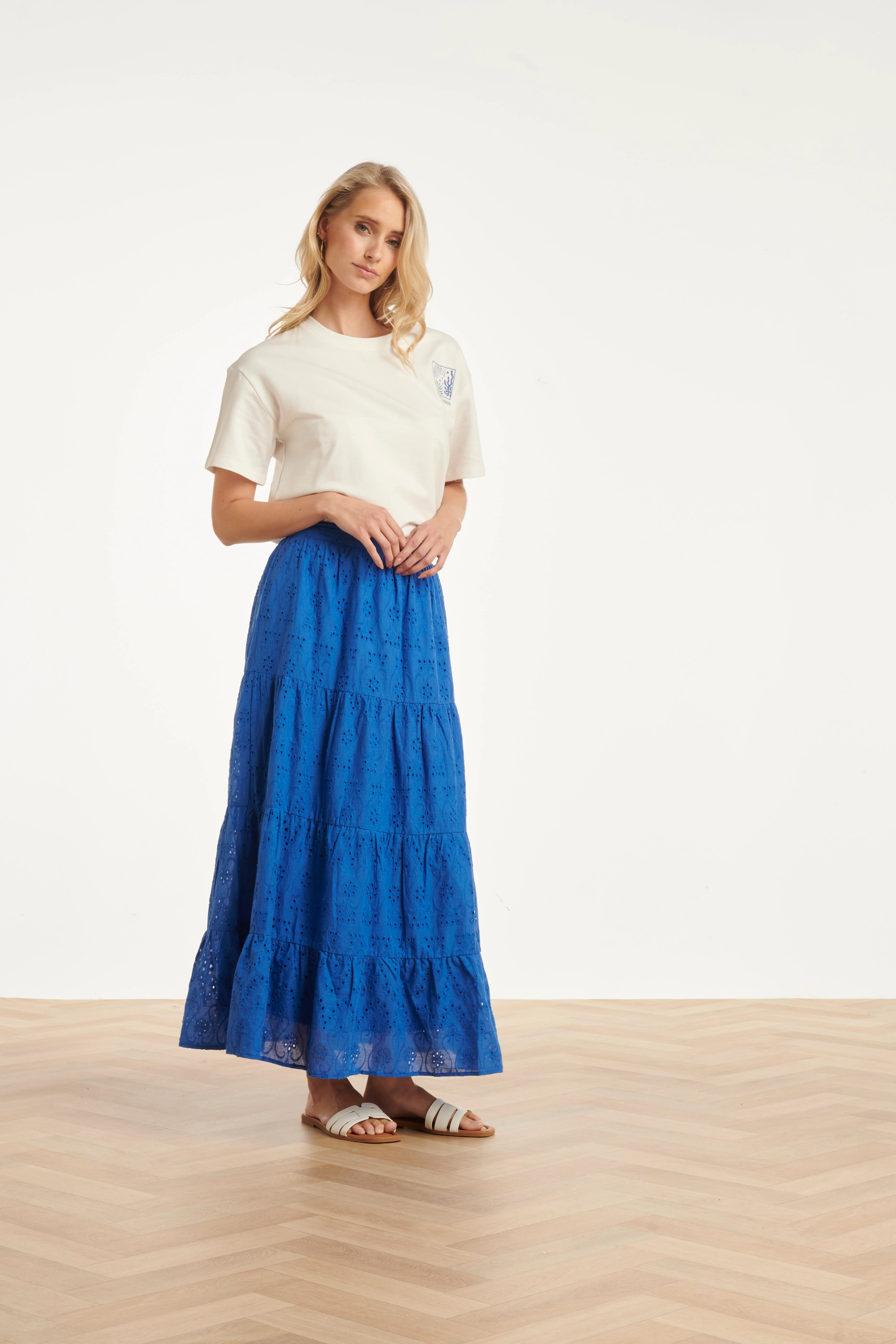 Dames T-Shirt Met Salty Haze Print Voor- En Achterzijde | Off White - Cobalt - Image 7