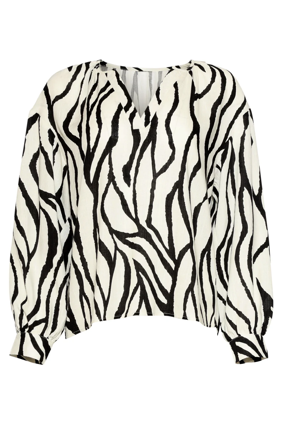 Dames Top Met Abstracte Zebra Print In Off-White En Zwart | Off White - Black - Image 2
