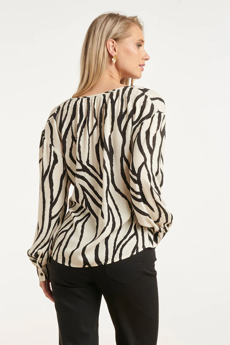 Dames Top Met Abstracte Zebra Print In Off-White En Zwart | Off White - Black - Image 6
