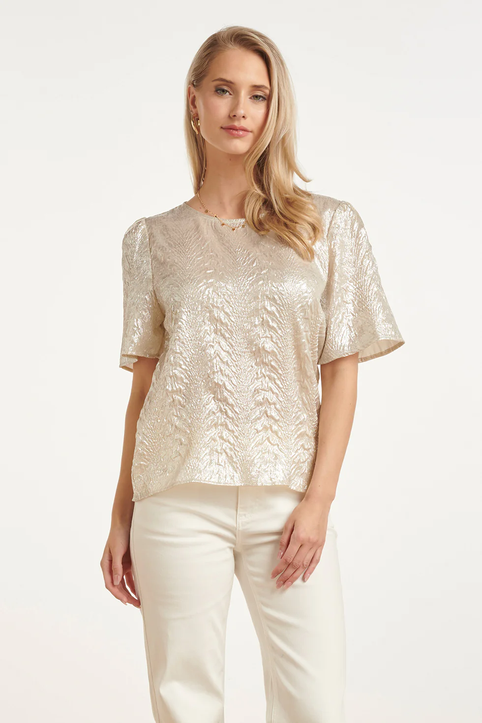 Dames Top Met Metallic Structuur | Off White