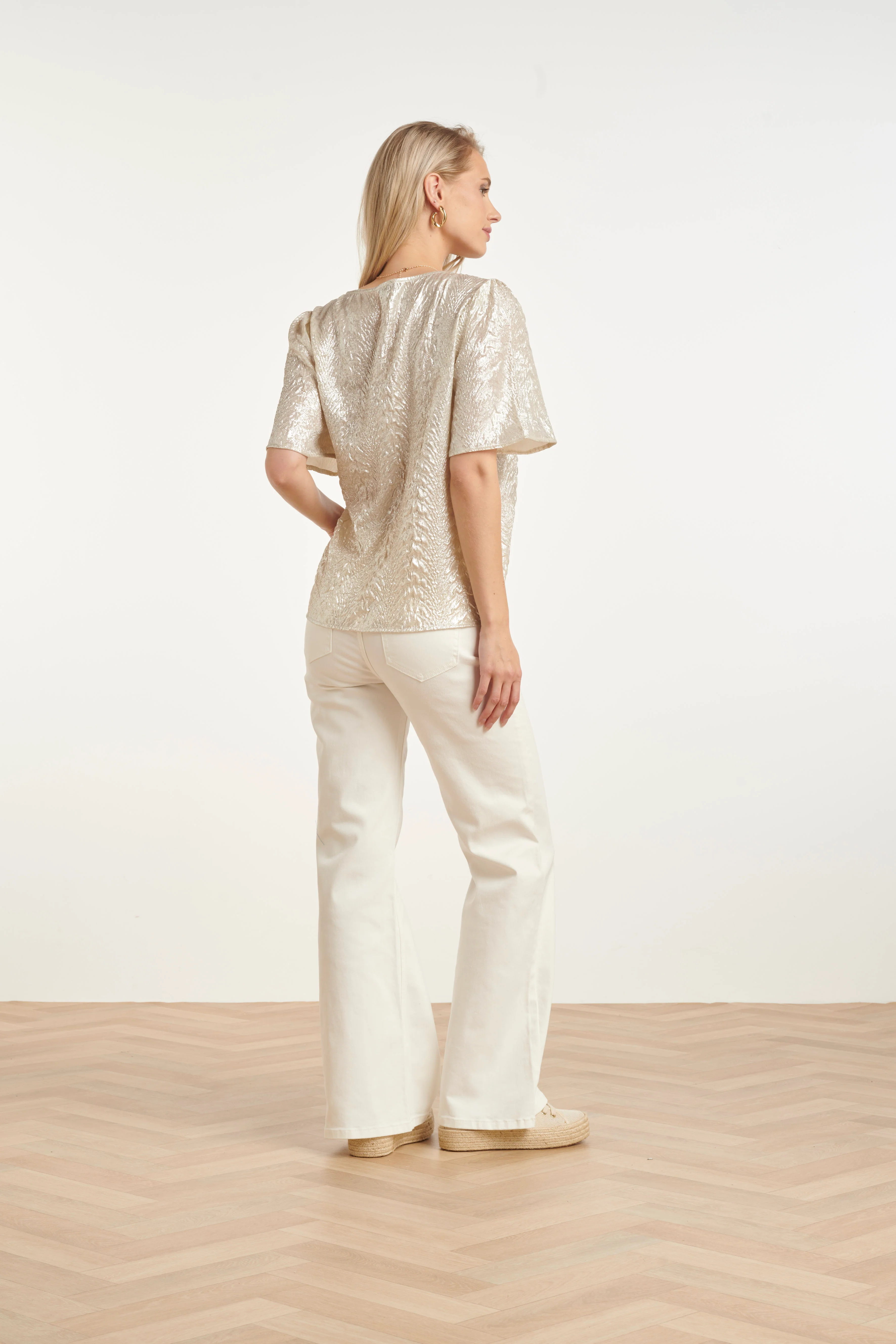 Dames Top Met Metallic Structuur | Off White - Image 5