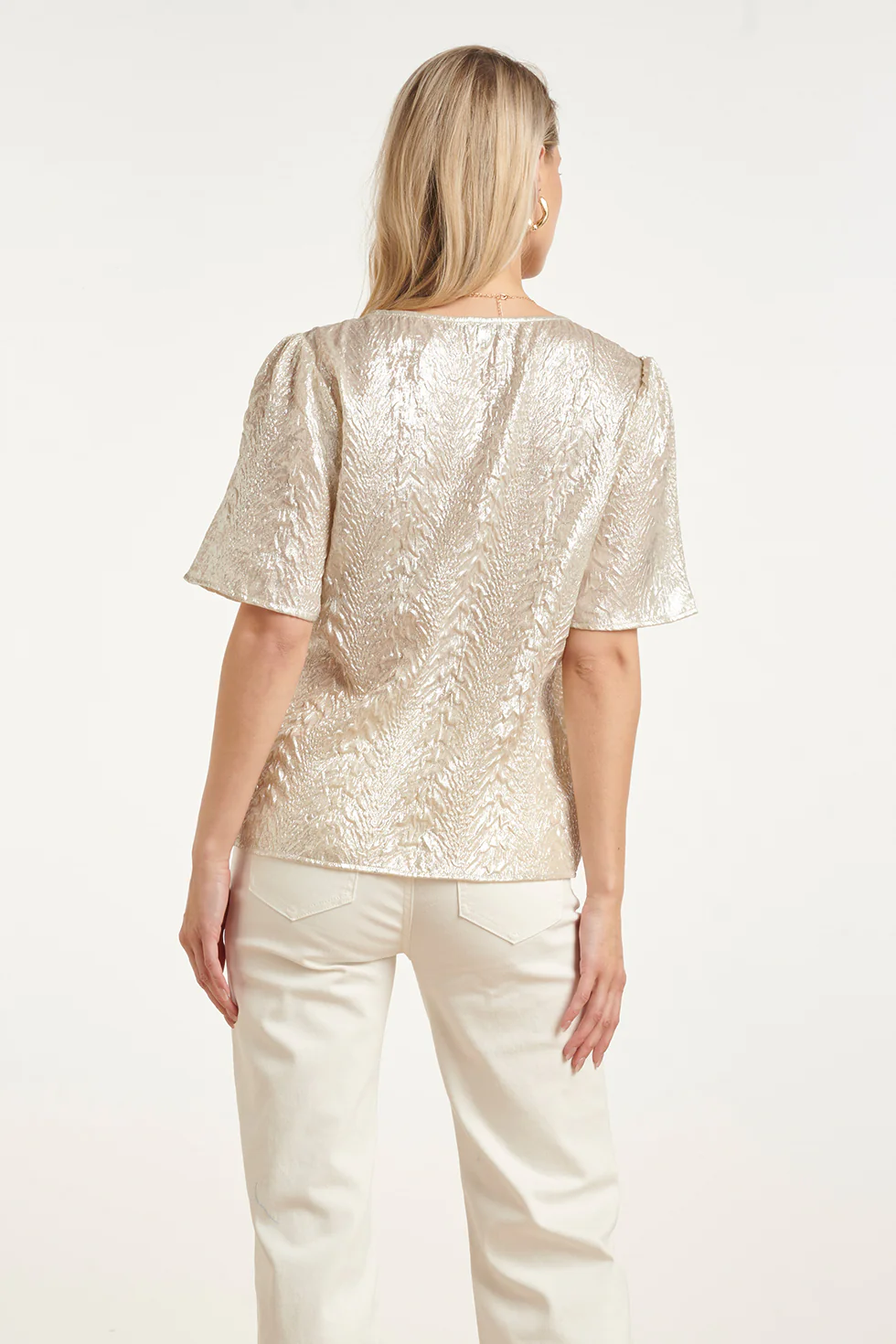 Dames Top Met Metallic Structuur | Off White - Image 6