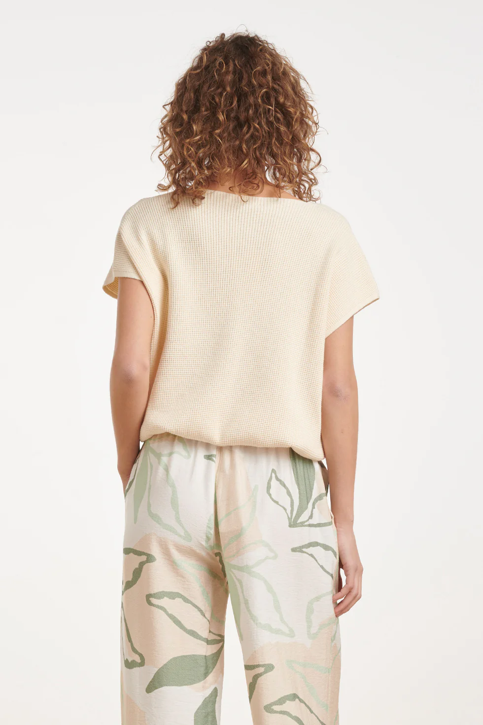 Dames Top Met V-Hals En Trekkoord | Off White - Image 7