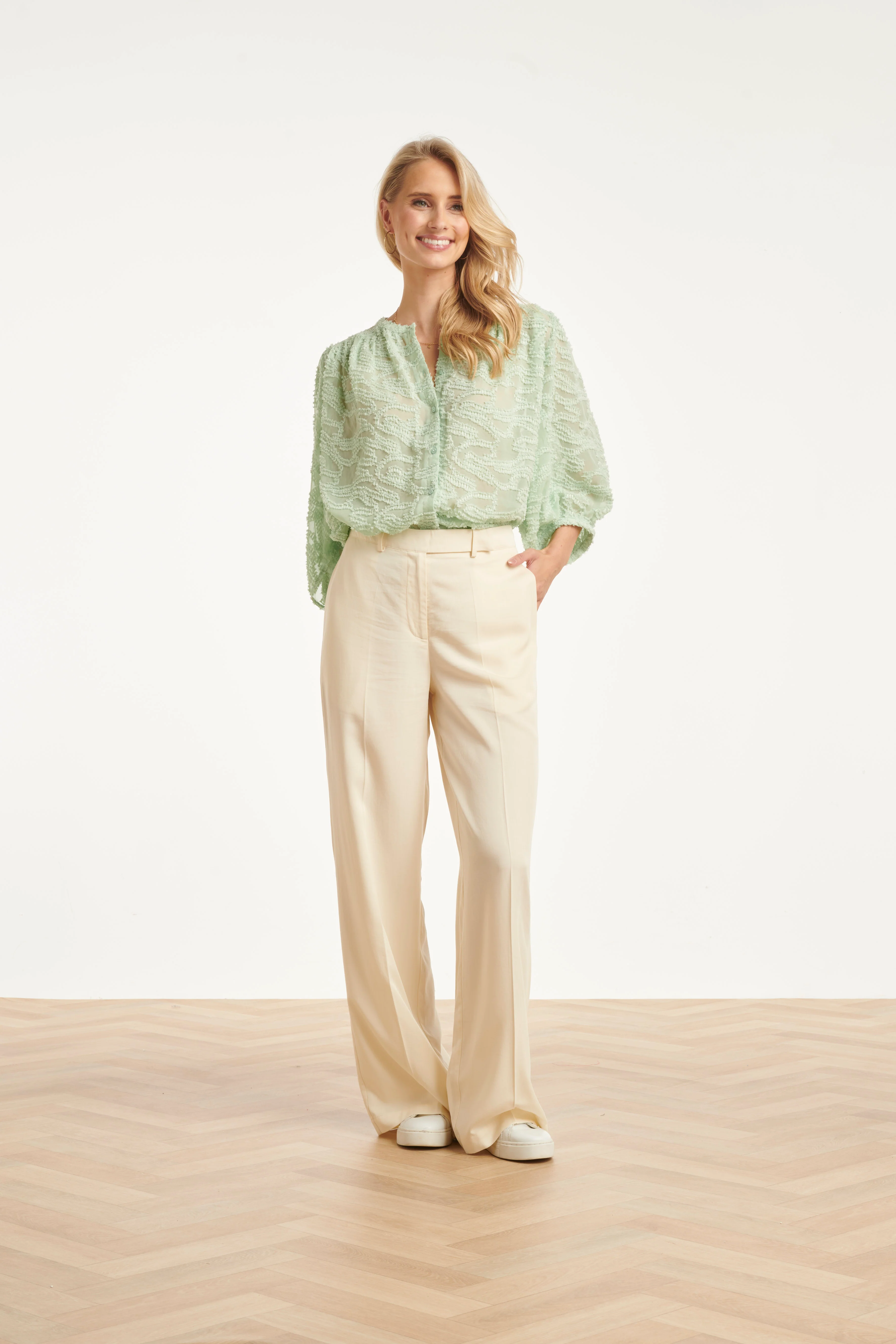 Dames Zachte Wijde Pantalon Met Rechte Pijpen | Off White
