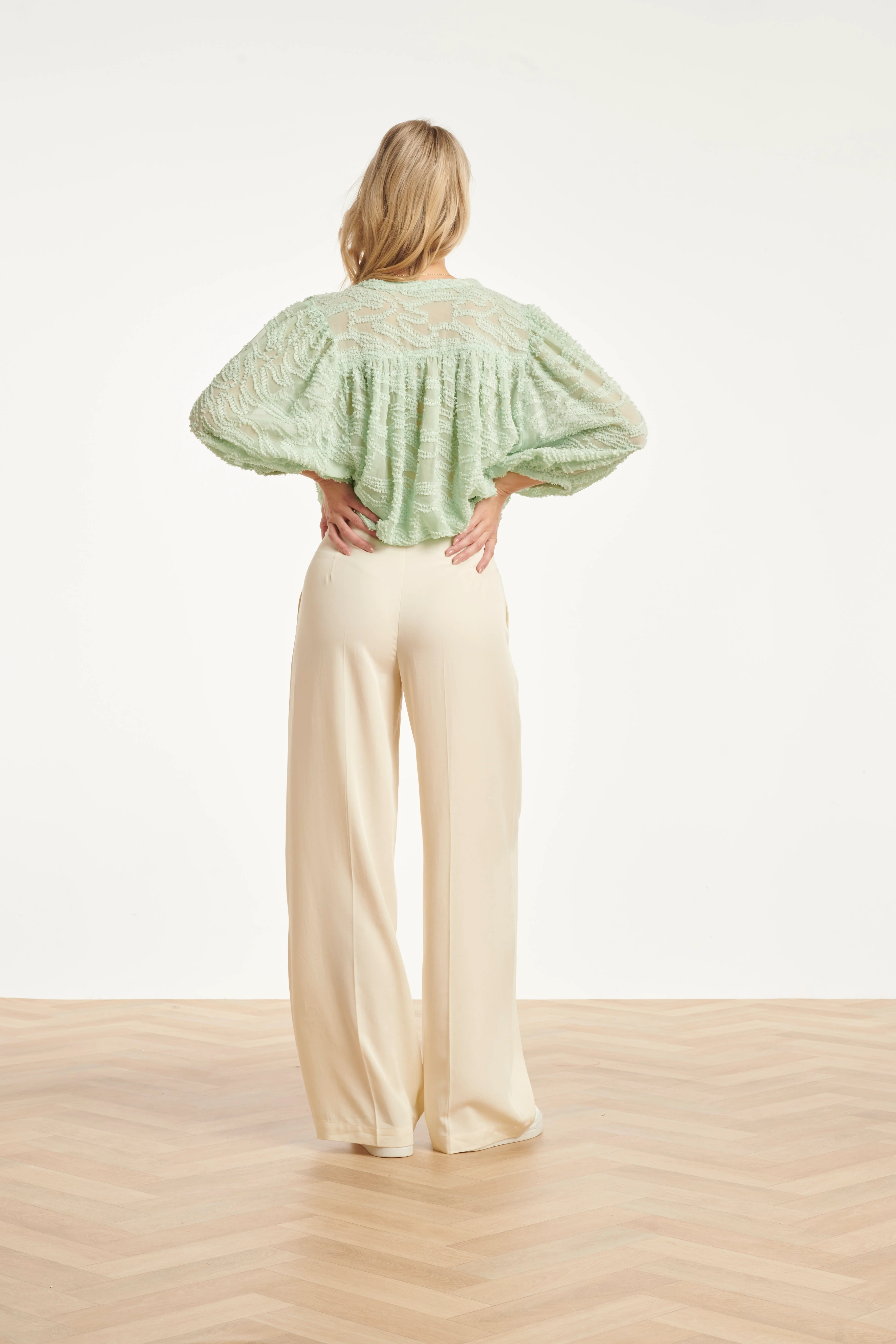 Dames Zachte Wijde Pantalon Met Rechte Pijpen | Off White - Image 11