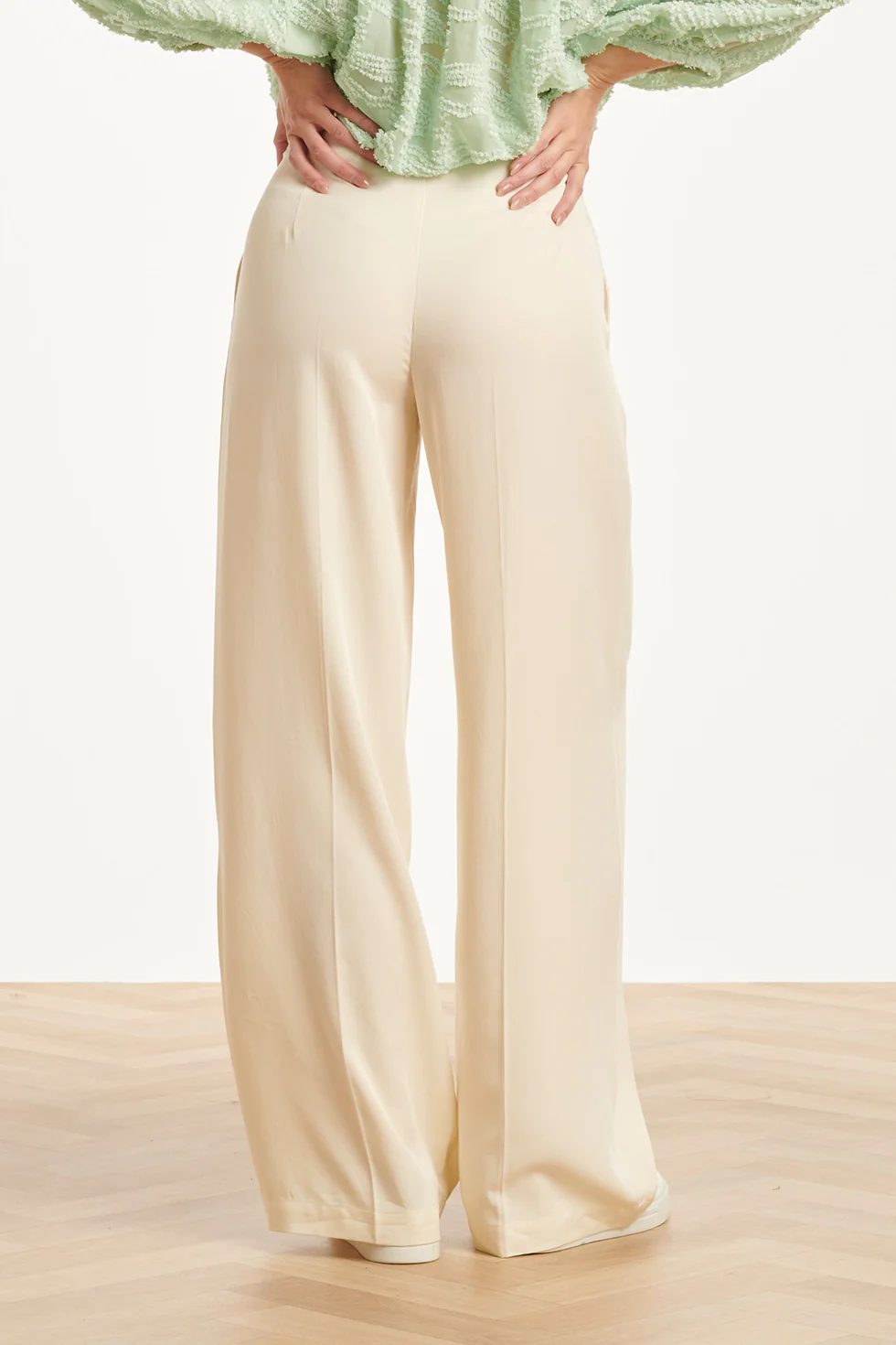 Dames Zachte Wijde Pantalon Met Rechte Pijpen | Off White - Image 12