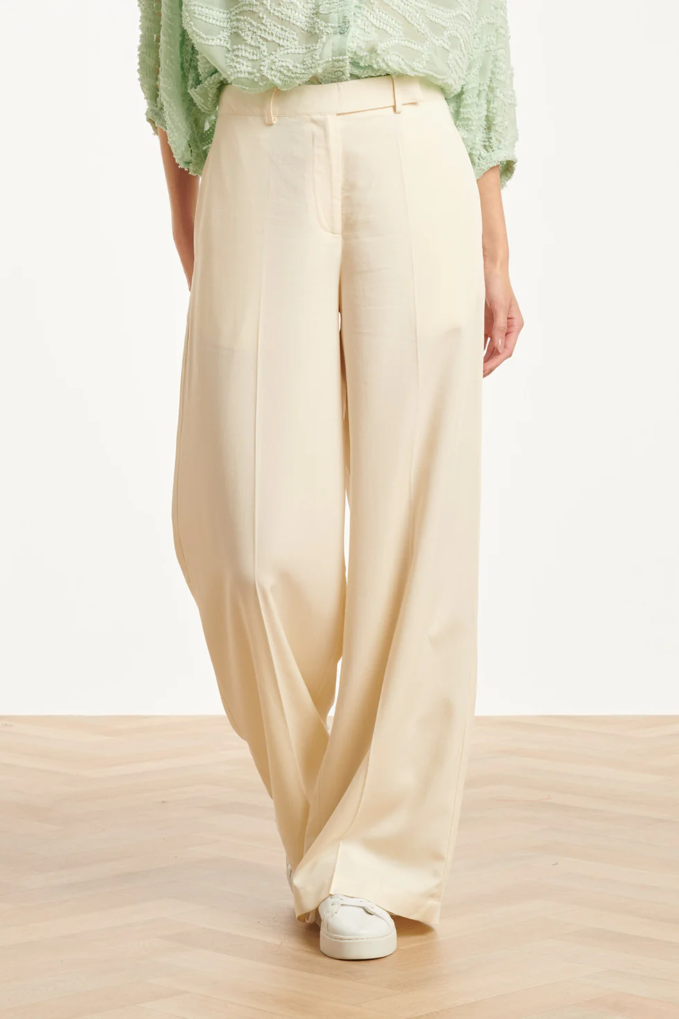 Dames Zachte Wijde Pantalon Met Rechte Pijpen | Off White - Image 6