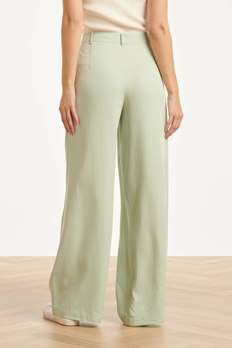 Dames Zachte Wijde Pantalon Met Rechte Pijpen | Soft Green - Image 12