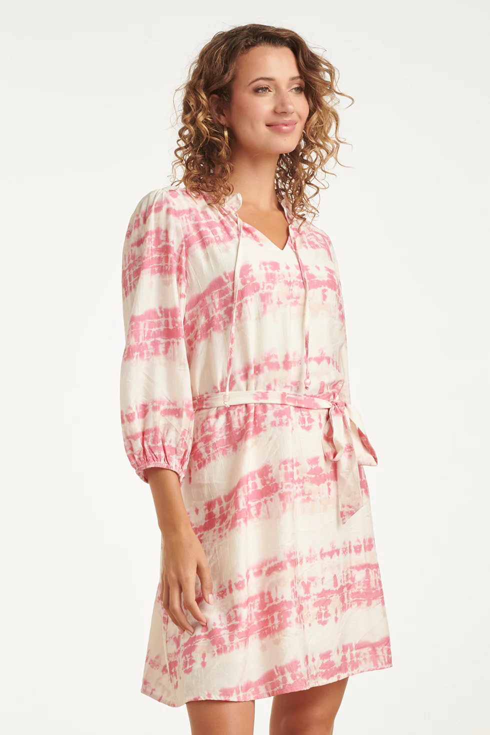 Damesjurk Met Roze Tie-Dye Print | Old Pink - Sand - Image 4